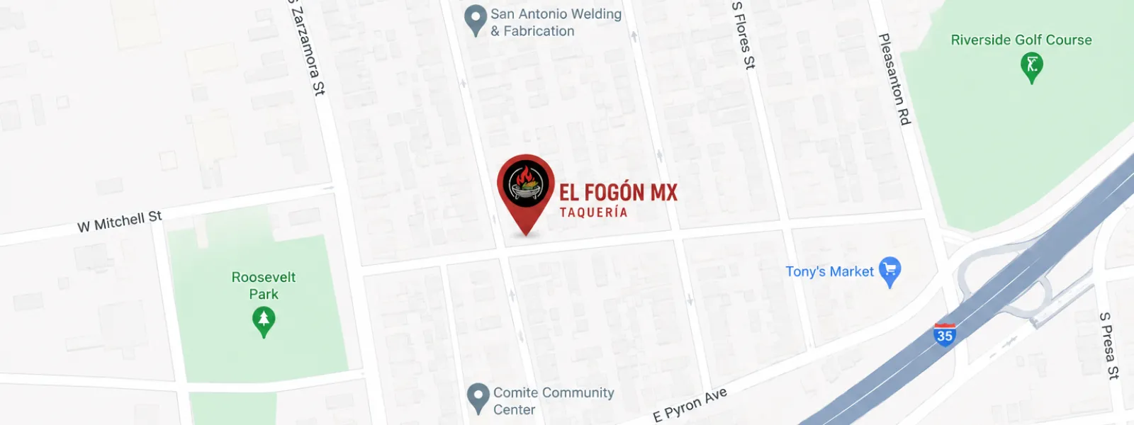 Map showing the restaurant location